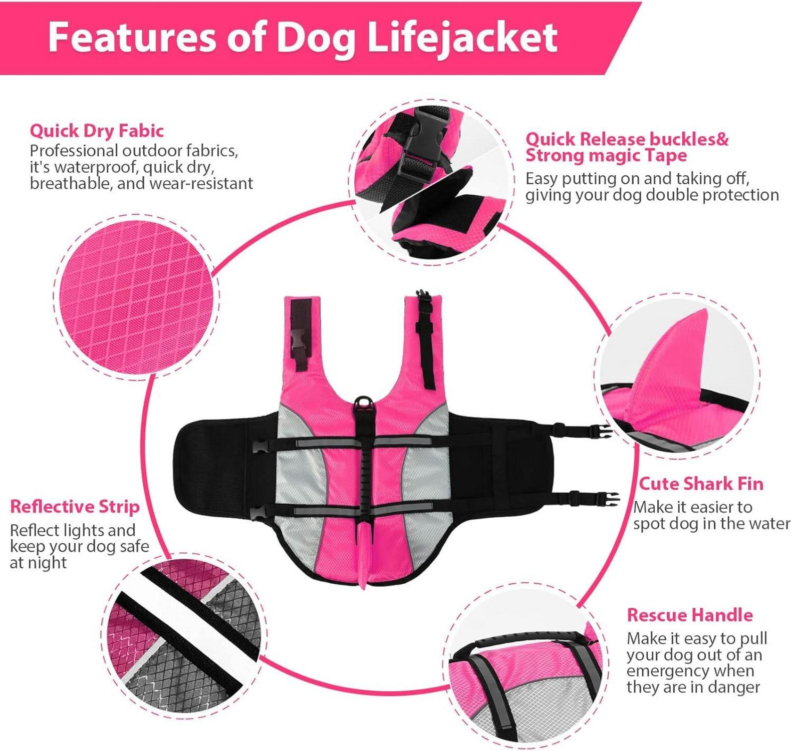 Hundeschwimmweste Rettungsweste PinkN für kleine/mittelgroße Hunde