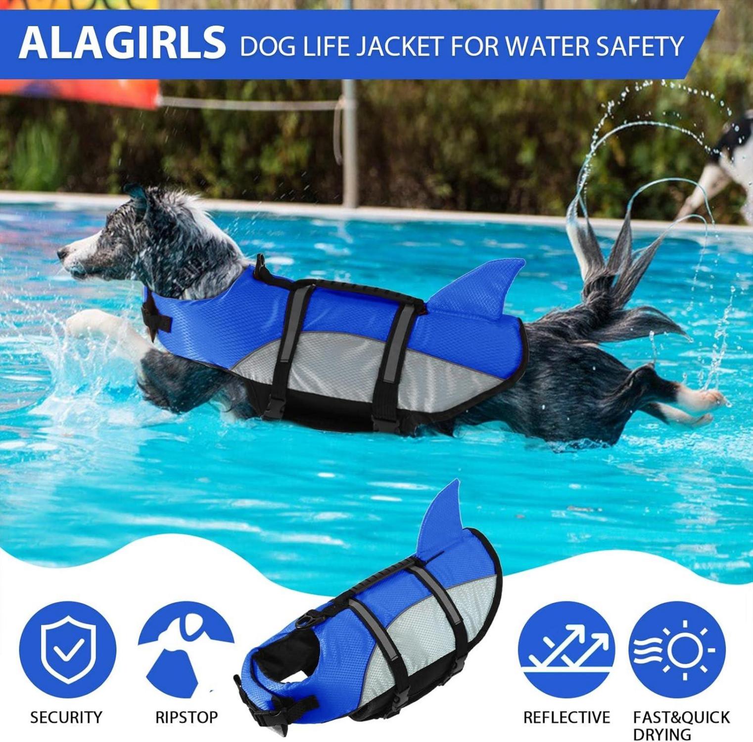Hund Schwimmweste Lifesaver Rettungsgriff für Kleine Mittlere Große Hunde Blau XXL