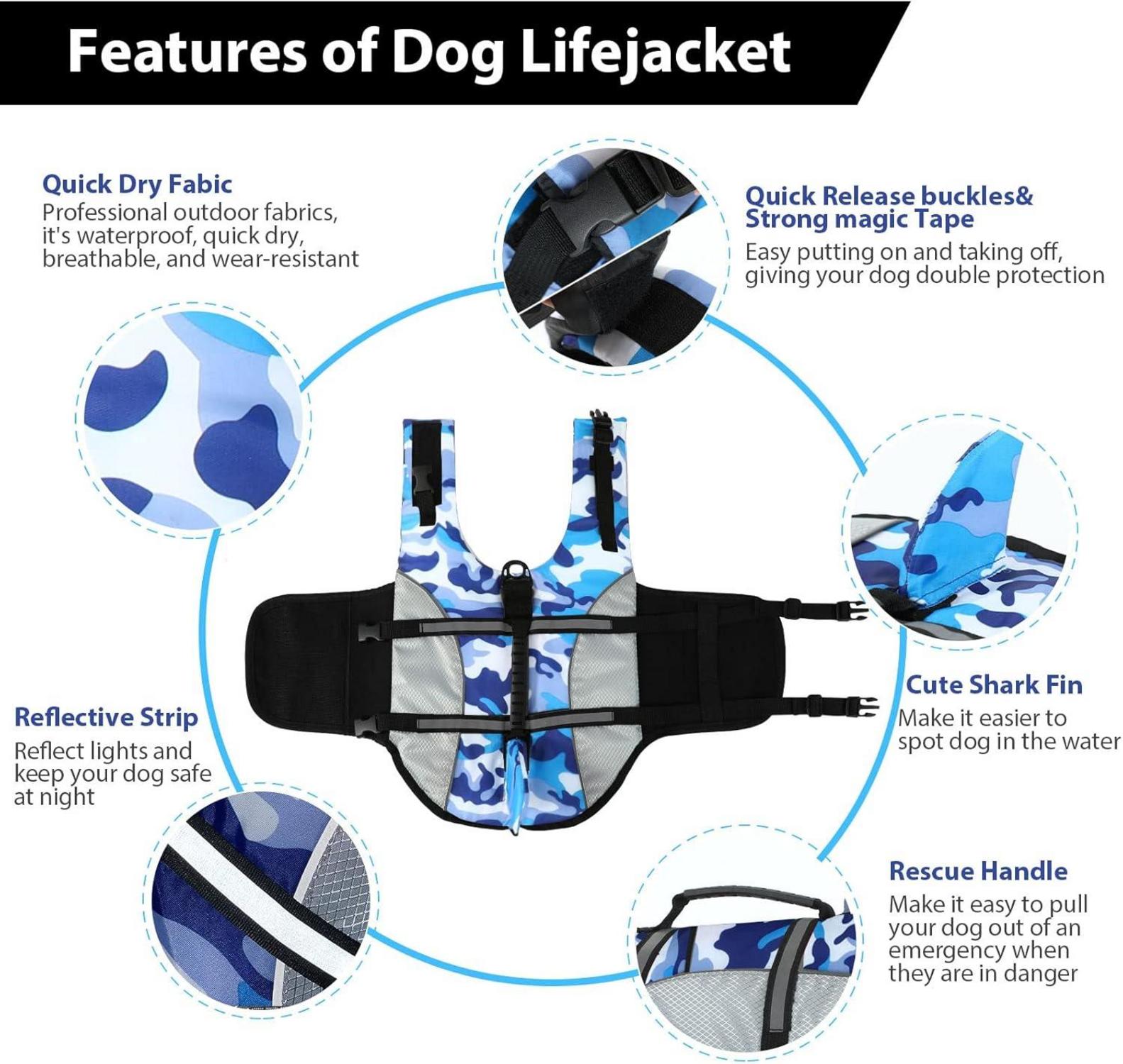 Hund Rettungsweste Schwimmweste Sicherheitsjacke BlueCamo M
