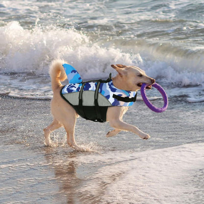 Hund Rettungsweste Schwimmweste Hundeflotation Hai Sicherheitsjacke M Blau Tarnung