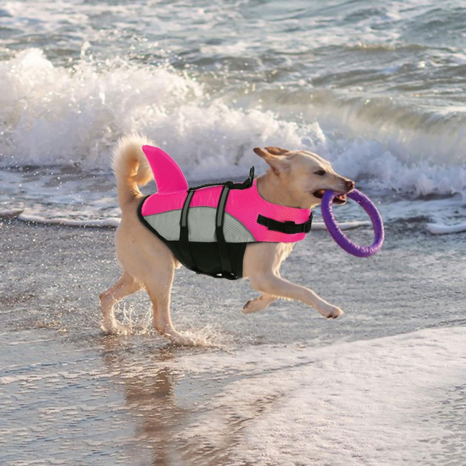 Schwimmweste Hund Hundeschwimmweste Rettungsweste Langlebiger Griff XXL PinkGrau