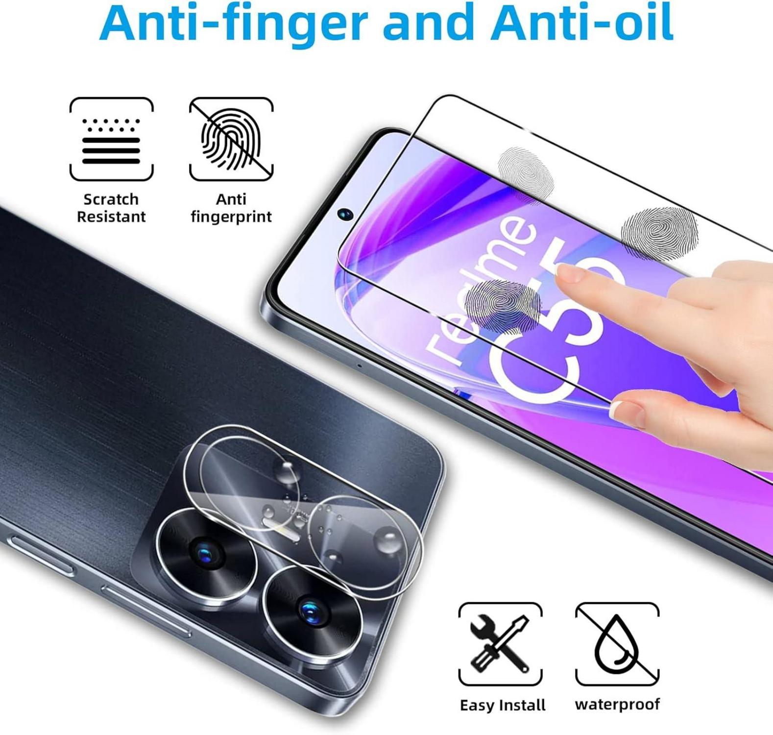 Panzer Schutz Glas Realme C55, Displayschutzfolie mit