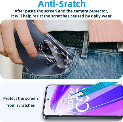 Panzer Schutz Glas Realme C55 2x Displayschutz Kameraschutz Folie