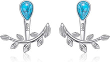 Türkis Blatt Sterling Silber Ohrjacken Ohrringe Set