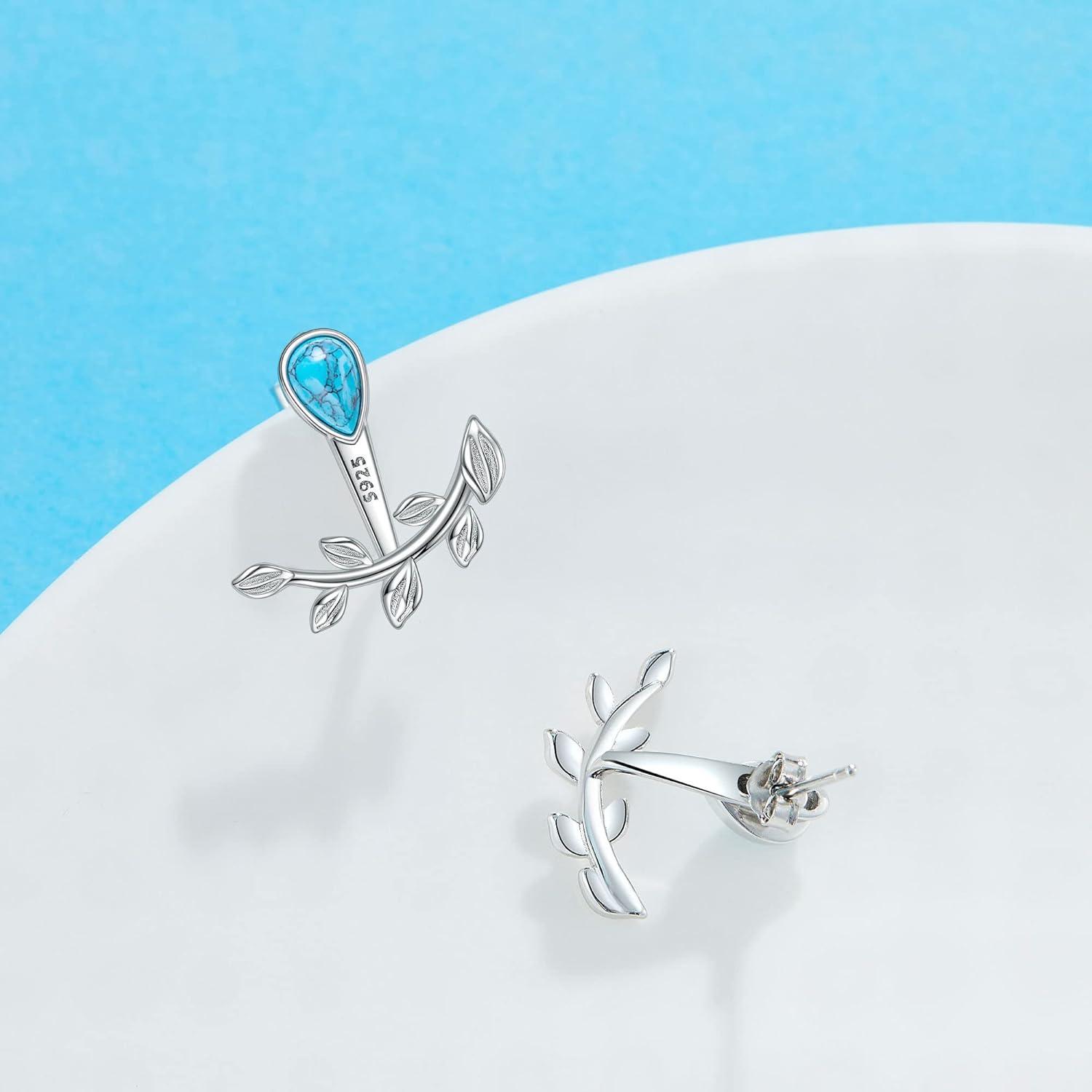 Türkis Blade Ear Jackets Sterling Silber Ohrkletterer Mädchen Frauen