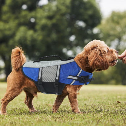 Hund Schwimmweste reflektierend langlebig mit Rettungsgriff Blau XS