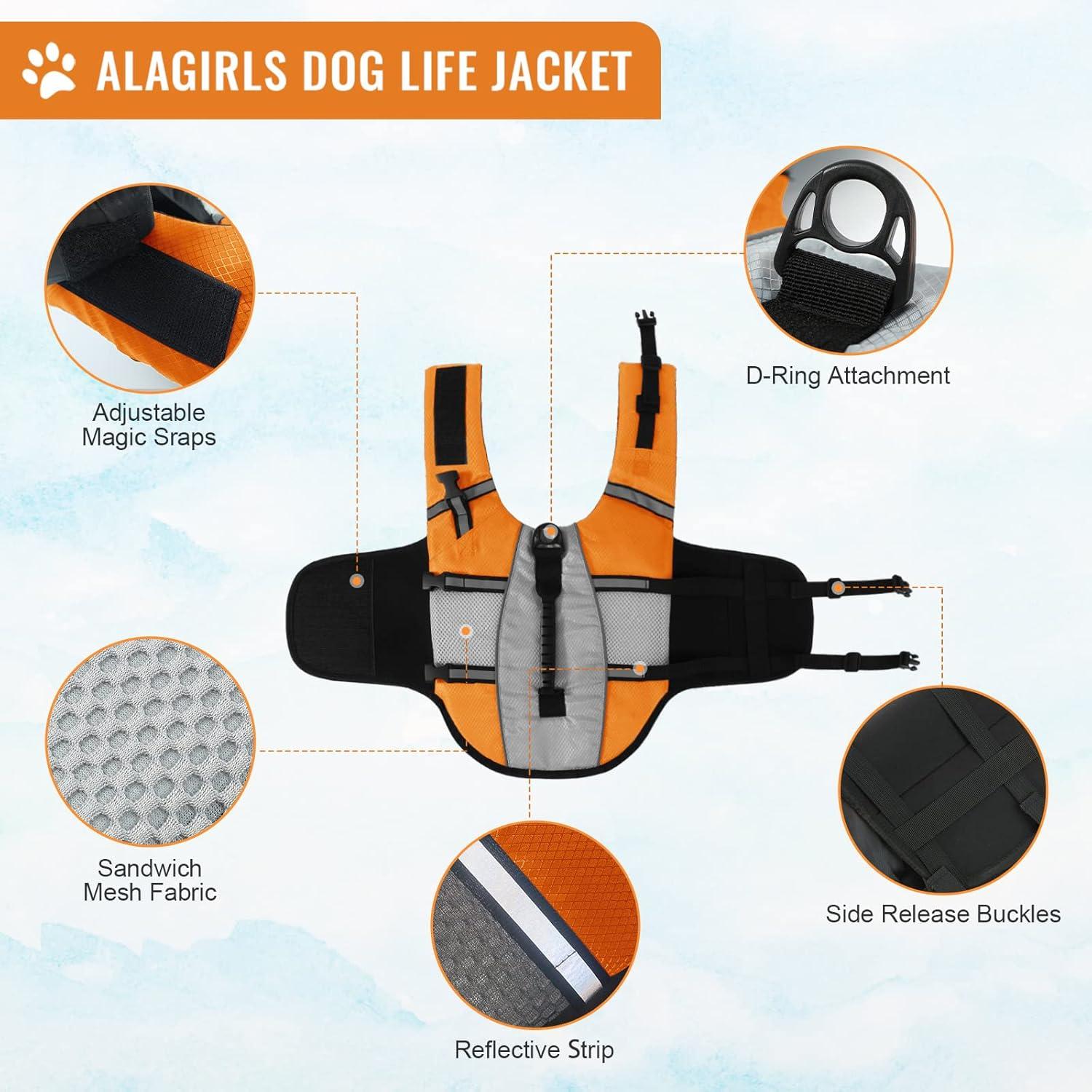 Hund Schwimmweste mit Rettungsgriff und hoher Sichtbarkeit - Orange M