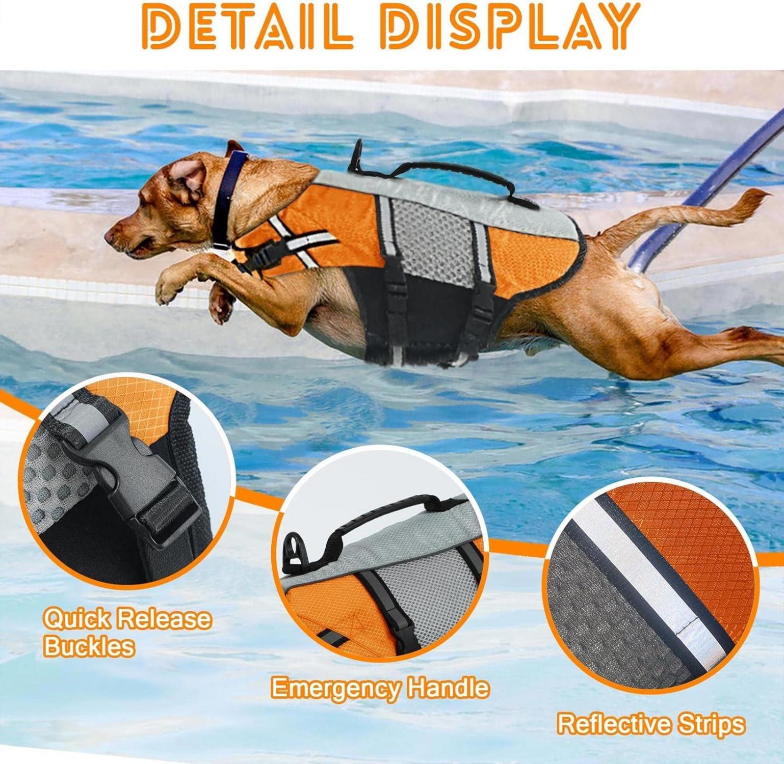 Hund Schwimmweste Rettungsgriff Badeanzug orange M ALADLJ002-XIN