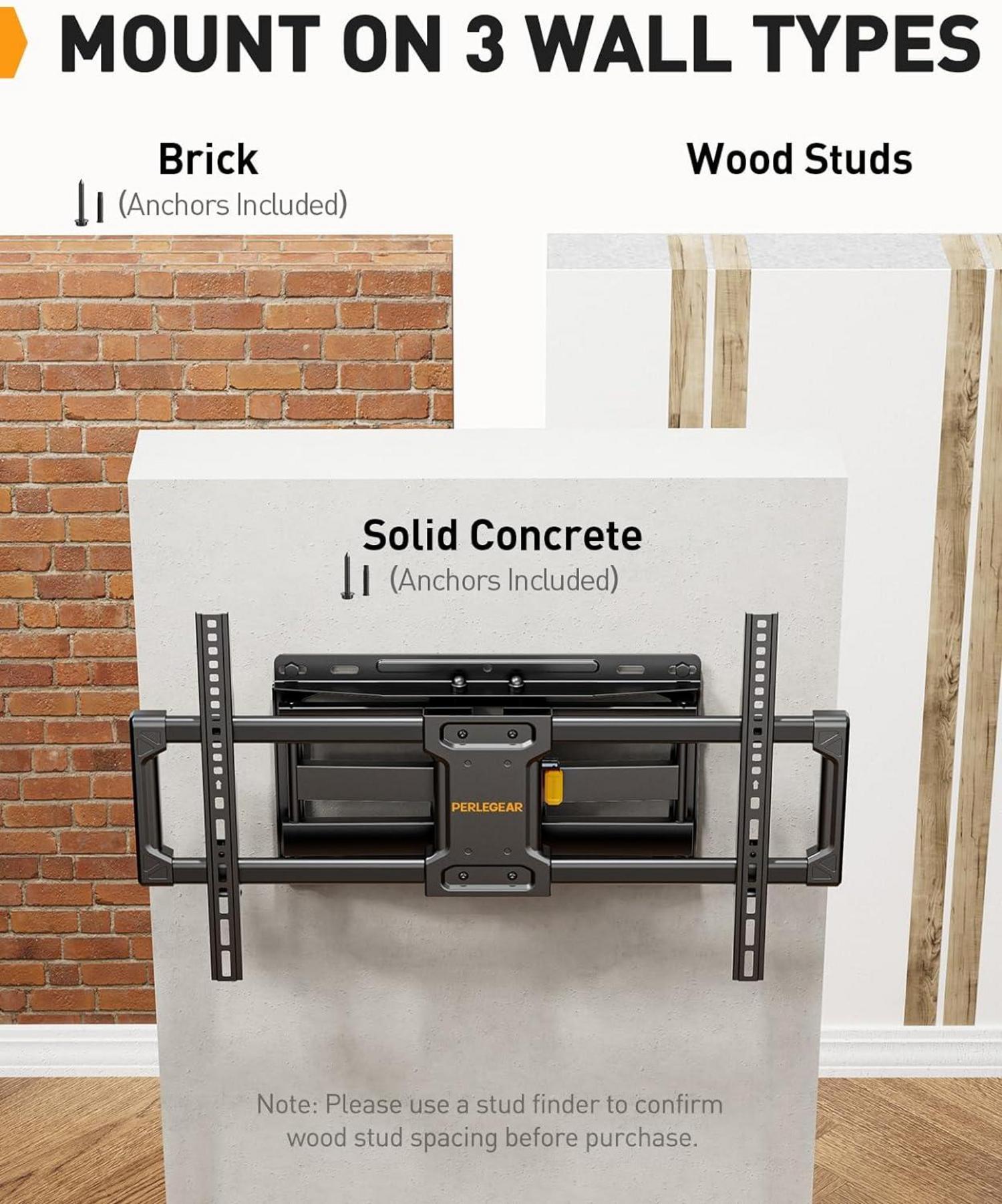 Perlegear TV Wandhalterung Schwenkbar Neigbar 42-84 Zoll bis 60kg VESA 600x400mm