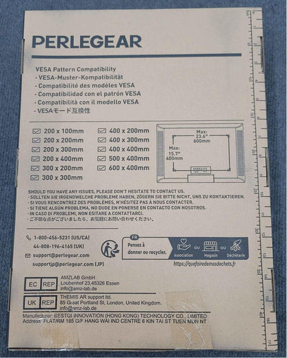 Perlegear TV Wandhalterung Schwenkbar Neigbar 42-84 Zoll bis 60kg VESA 600x400mm