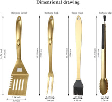 Gold Grillbesteck Set 4TLG Titan Edelstahl Bakelit Griff BBQ