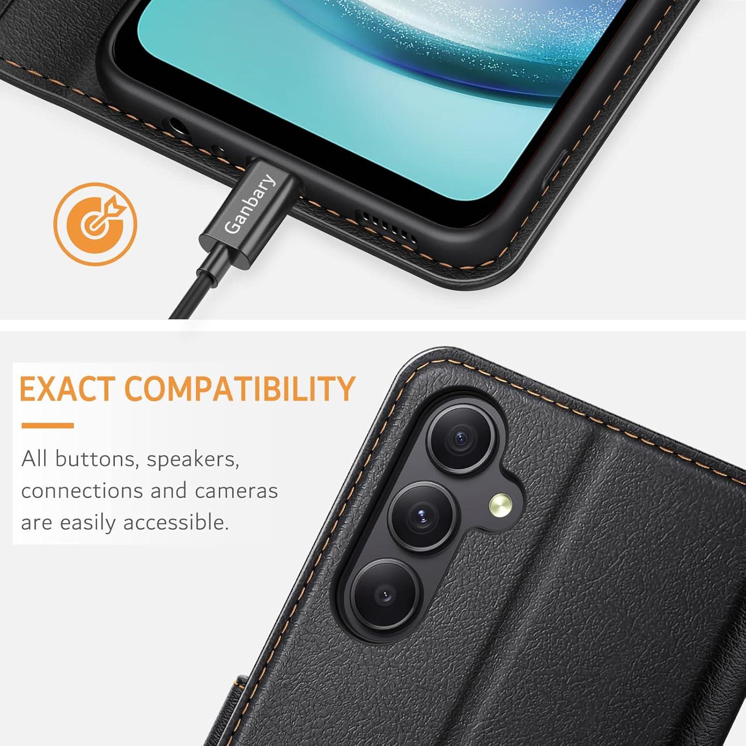 Samsung Galaxy A24 Handyhülle Leder Klapphülle Schwarz