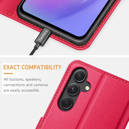 Samsung Galaxy A54 5G Handyhülle Leder Klapphülle Rot Magnetverschluss