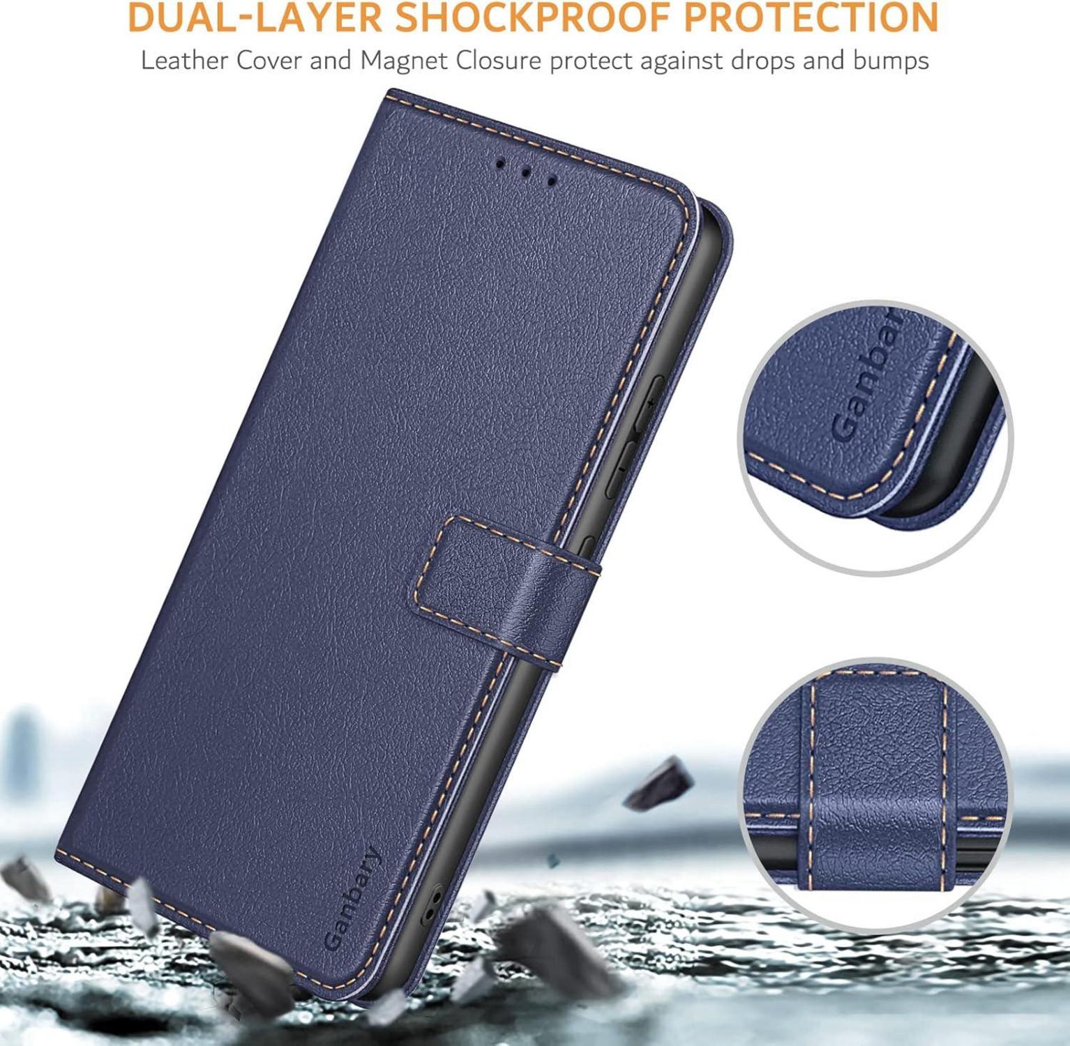 Samsung Galaxy A34 5G Handyhülle Leder Klapphülle Blau magnetisch standfunktion