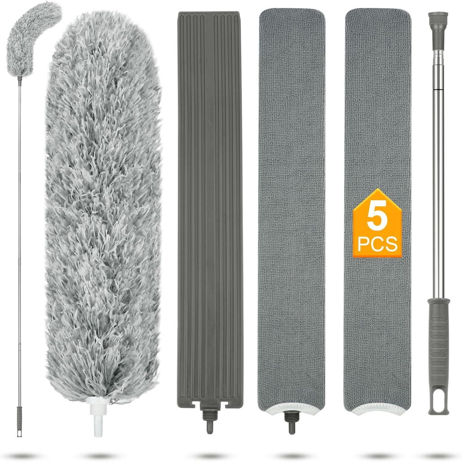 Teleskop Staubwedel Set Mikrofaser Staubwischer 2.44m Ausziehbar