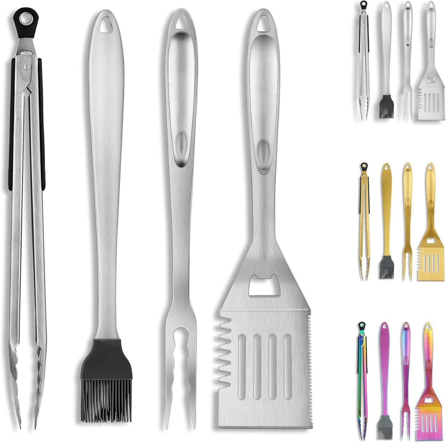 Grill Zubehör Set Edelstahl Bakelit Griff Hitzebeständig Outdoor BBQ
