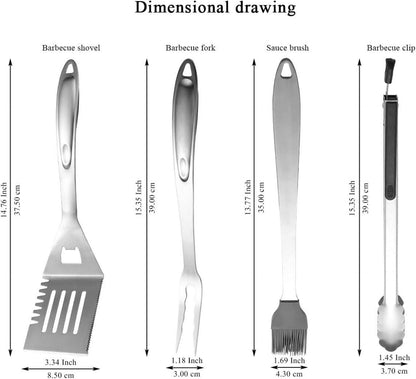 Grill Zubehör Set 4-teilig Edelstahl Bakelit Griff