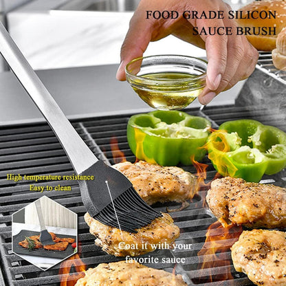 Grill Zubehör Set 4-teilig Edelstahl Bakelit Griff BBQ Outdoor Bearbecue