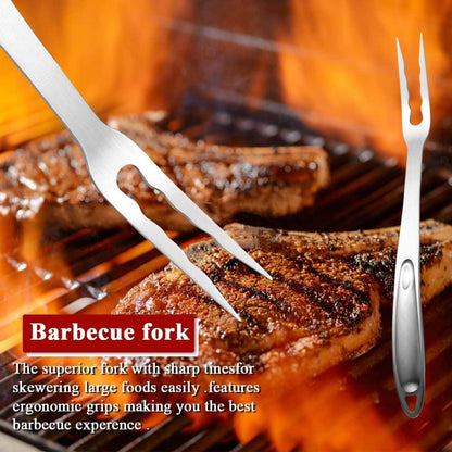Grill Zubehör Set 4-teilig Edelstahl Bakelit Griff Hitzebeständig