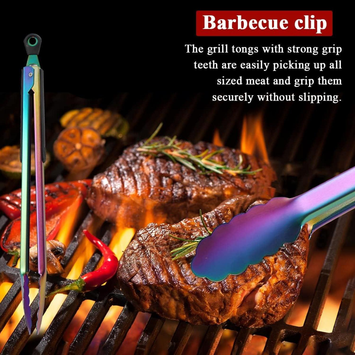 Regenbogen Grill Zubehör Set 4-teilig Titan Edelstahl BBQ Outdoor