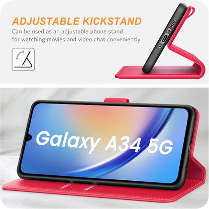 Samsung Galaxy A34 5G Handyhülle Leder Klapphülle Rot Standfunktion