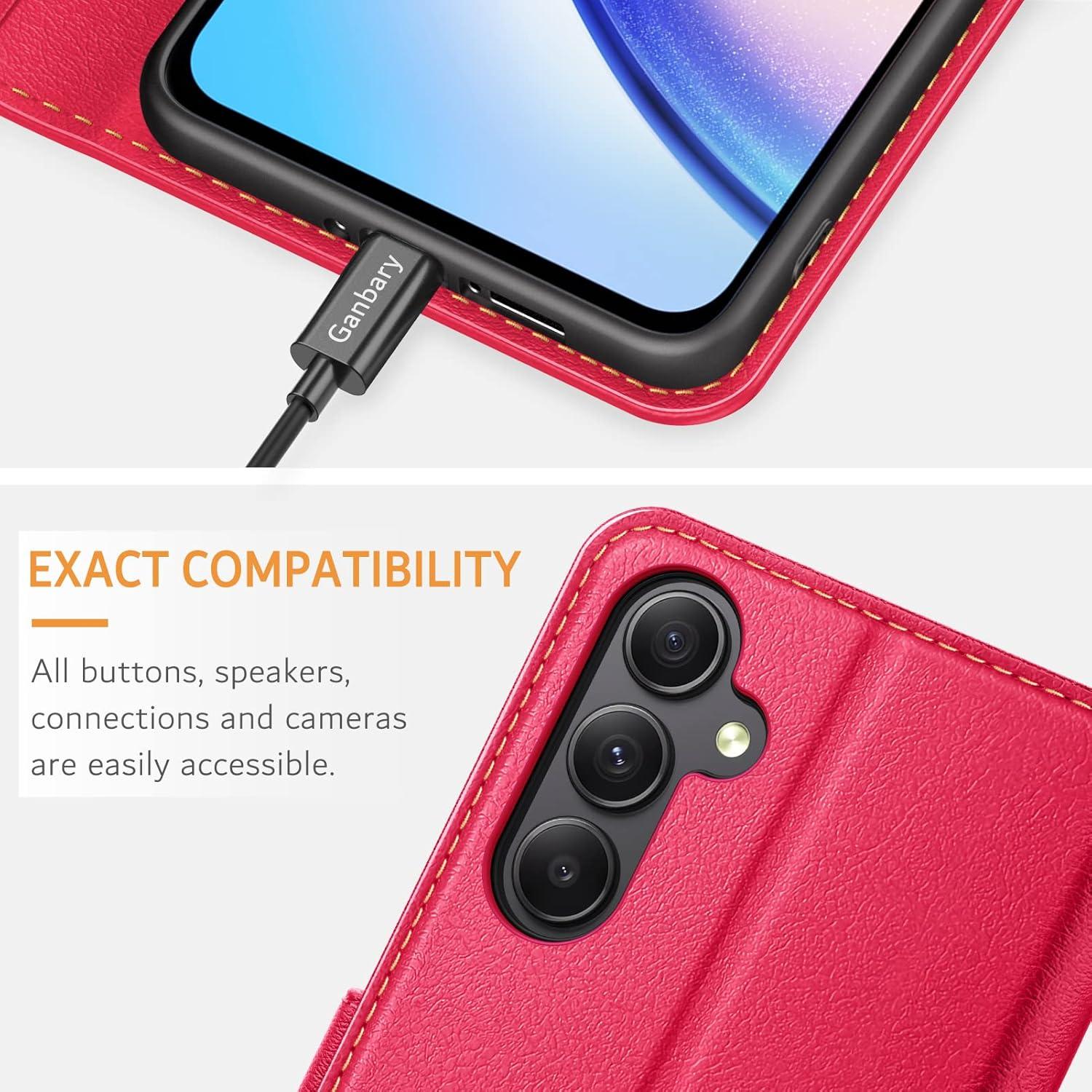 Handyhülle Samsung Galaxy A34 5G Leder Klapphülle Rot Magnetverschluss