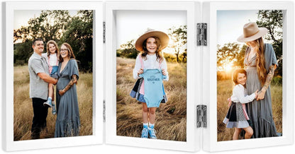 Bilderrahmen für 3 Fotos 10x15cm Holz Weiß mit Glasfront