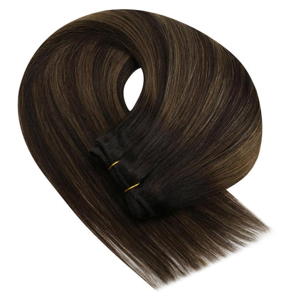 Echthaar Tressen Ombre Braun 40cm – Remy Weave Extensions