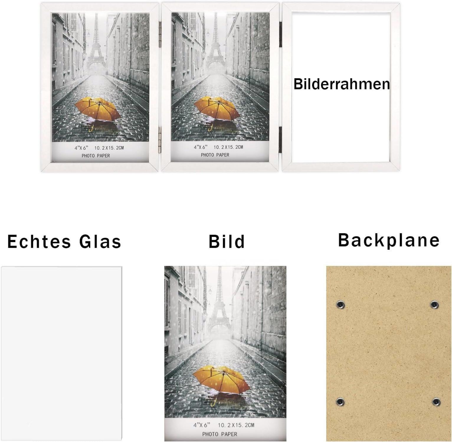 Bilderrahmen 3 Fotos 13x18 cm Holz Fotorahmen Glasfront