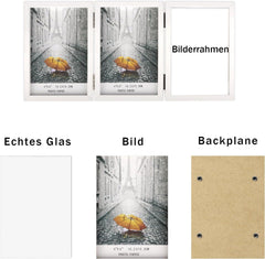 Bilderrahmen 3 Fotos 13x18 cm Holz Fotorahmen Glasfront