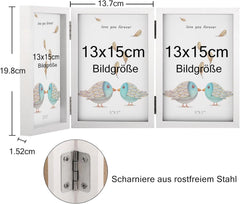 Bilderrahmen 3 Fotos 13x18 cm Holz Aufklappbar Glasfront