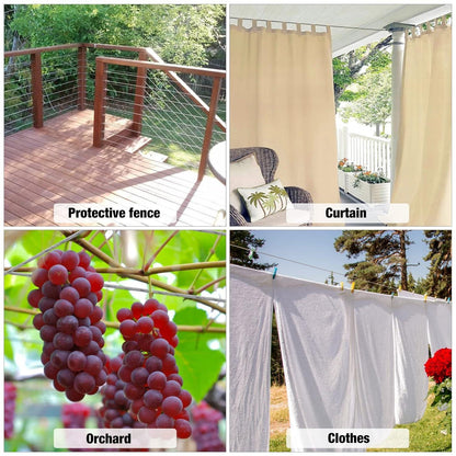 30M 3mm Edelstahl Drahtseil ösen Kabelschloss PVC ummantelt