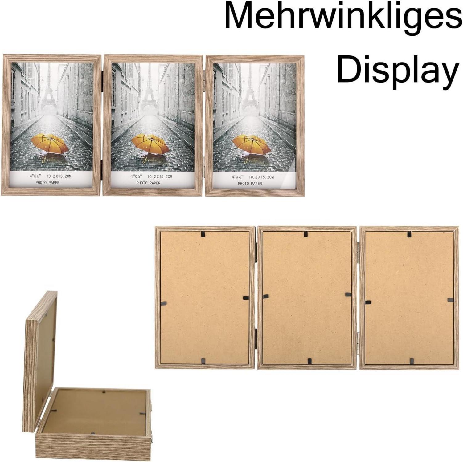 Bilderrahmen für 3 Fotos 13x18 cm Holz Fotorahmen Glasfront
