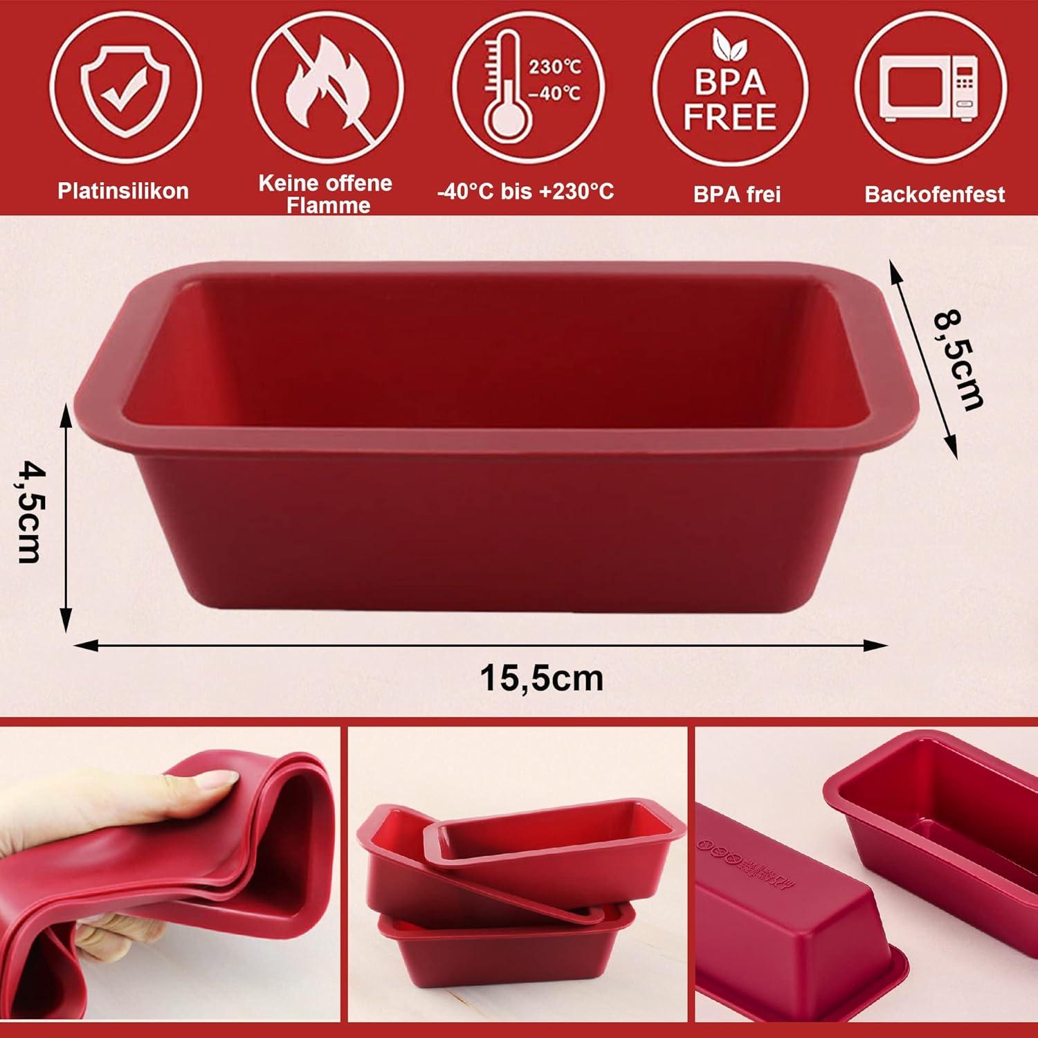 Silikon Mini Brotbackform 4er Set - Kastenform Backform Kuchenform
