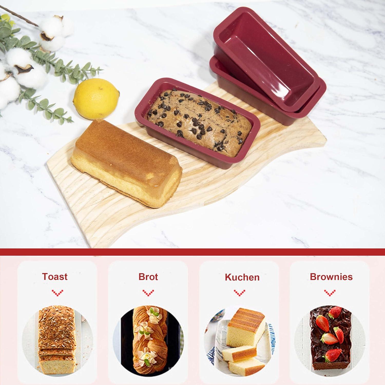Silikon Mini Brotbackform 4er Set Kastenform Küchenform
