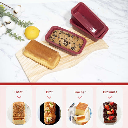 Silikon Mini Brotbackform 4er Set Kastenform Küchenform