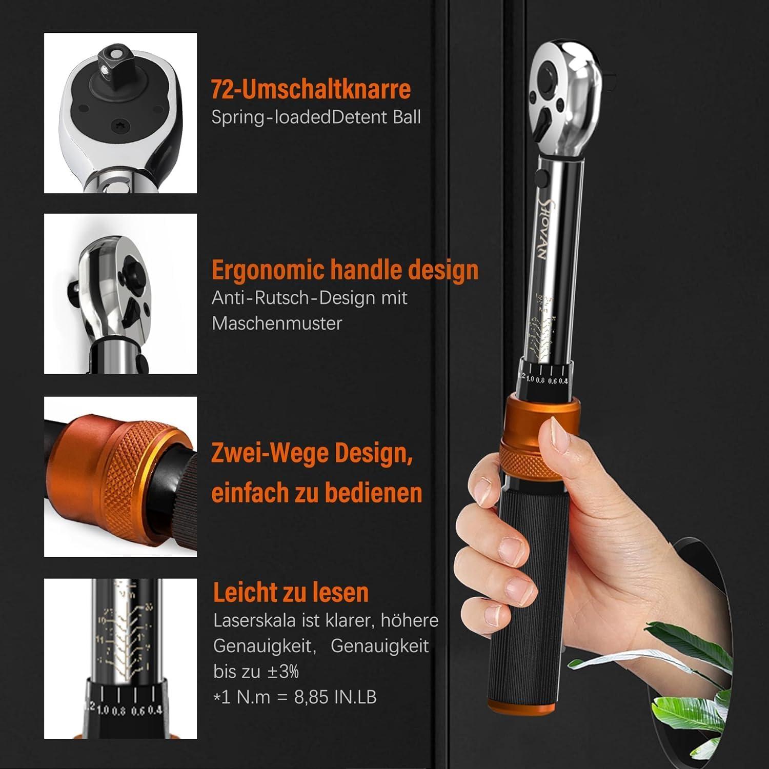 Drehmomentschlüssel Fahrrad Set 1-25NM 1/4 Zoll 72 Zähne
