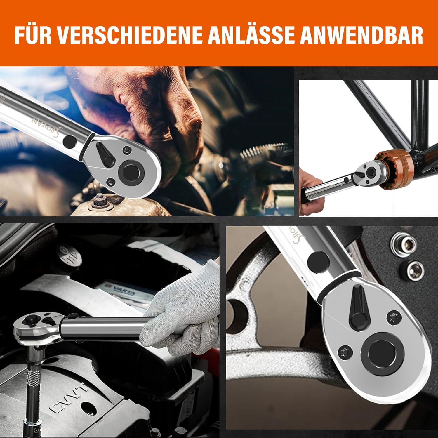 13tlg Drehmomentschlüssel Fahrrad 1-25NM Umschaltknarre Ratschenkasten