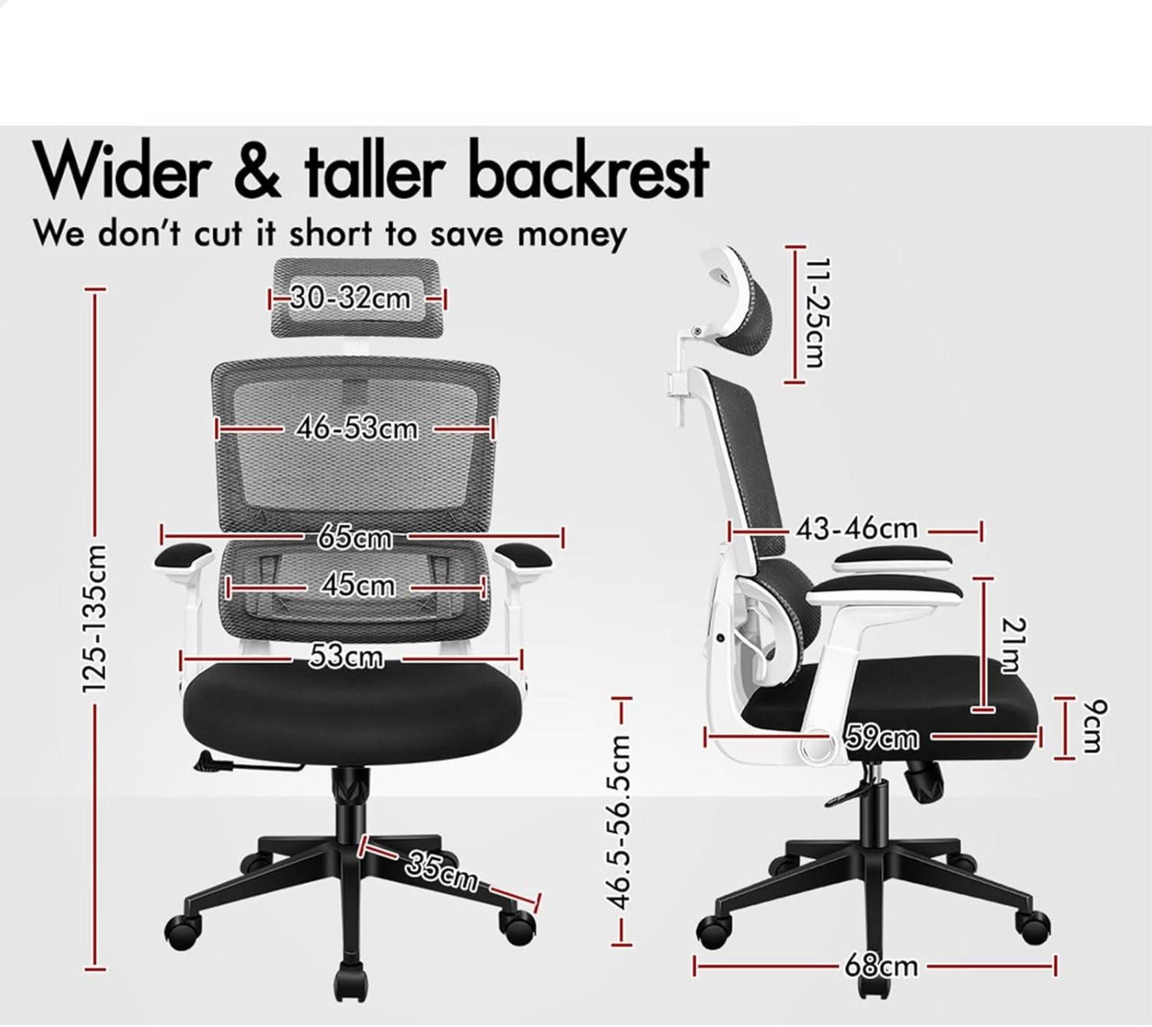 ALFORDSON Bürostuhl Ergonomisch mit Lordosenstütze Weiß 180