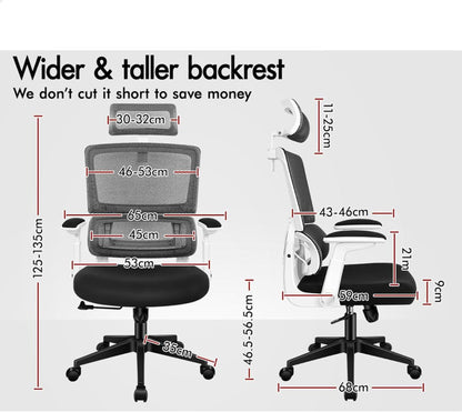 ALFORDSON Bürostuhl Ergonomisch mit Lordosenstütze Weiß 180