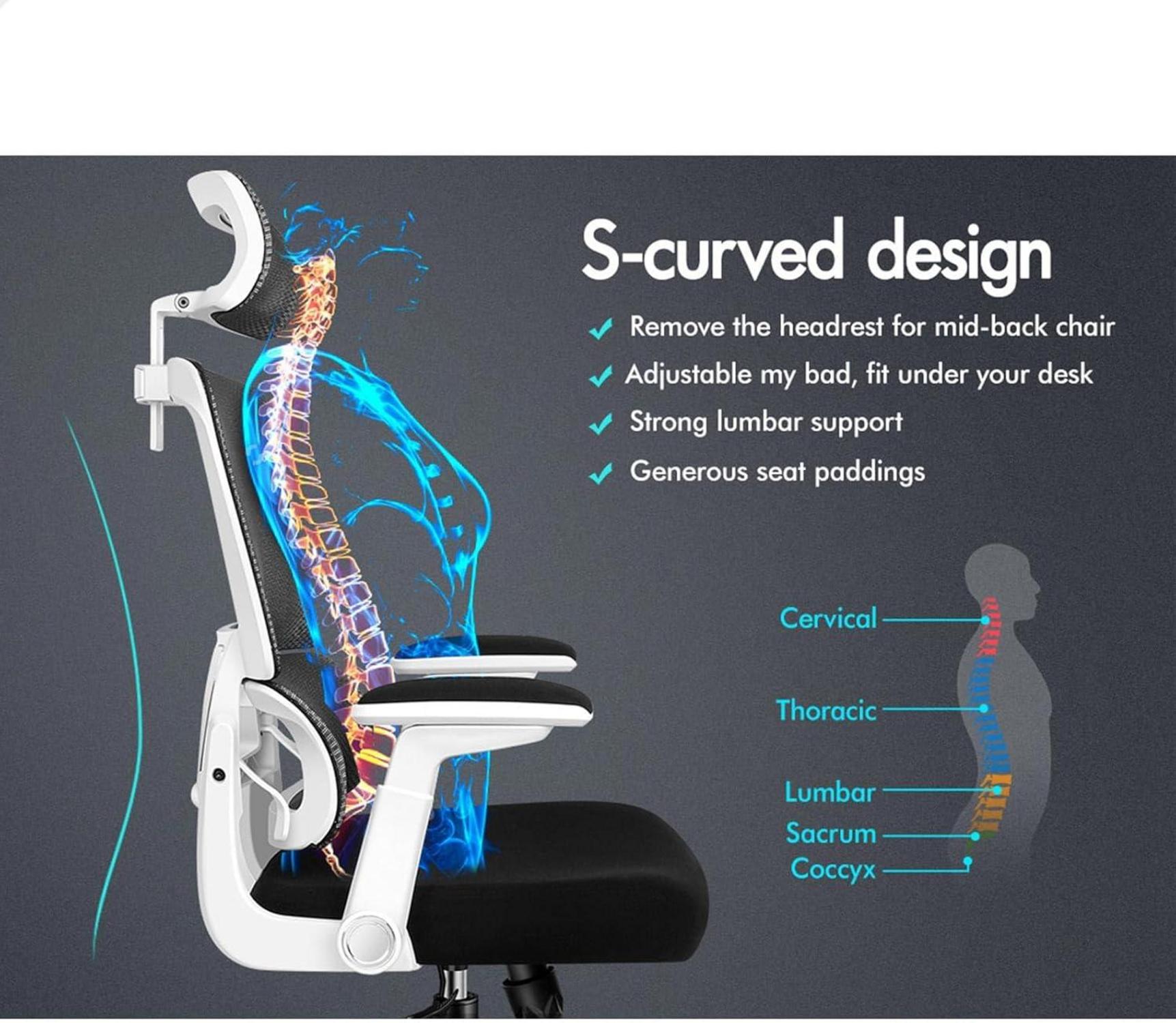 Ergonomischer Bürostuhl mit Lordosenstütze und Kopfstütze