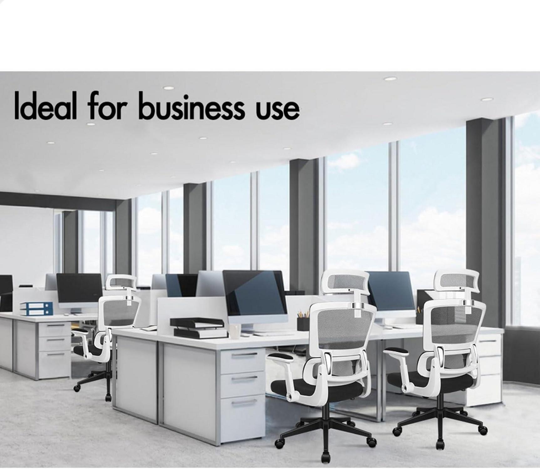 ALFORDSON Bürostuhl Ergonomisch Lordosenstütze Kopfstütze Weiß 180 kg