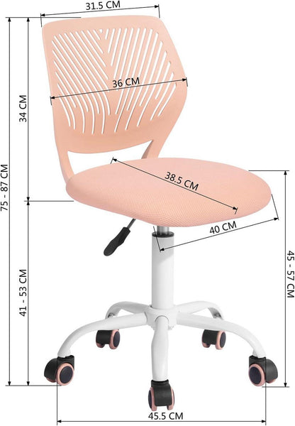 Ergonomischer Bürostuhl mit Stoff-Sitz, justierbar, Hellrosa
