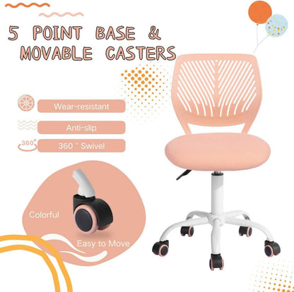 Schreibtisch Stuhl Stoff Sitz Büro Stuhl Hellrosa ergonomisch 360°-Rotation