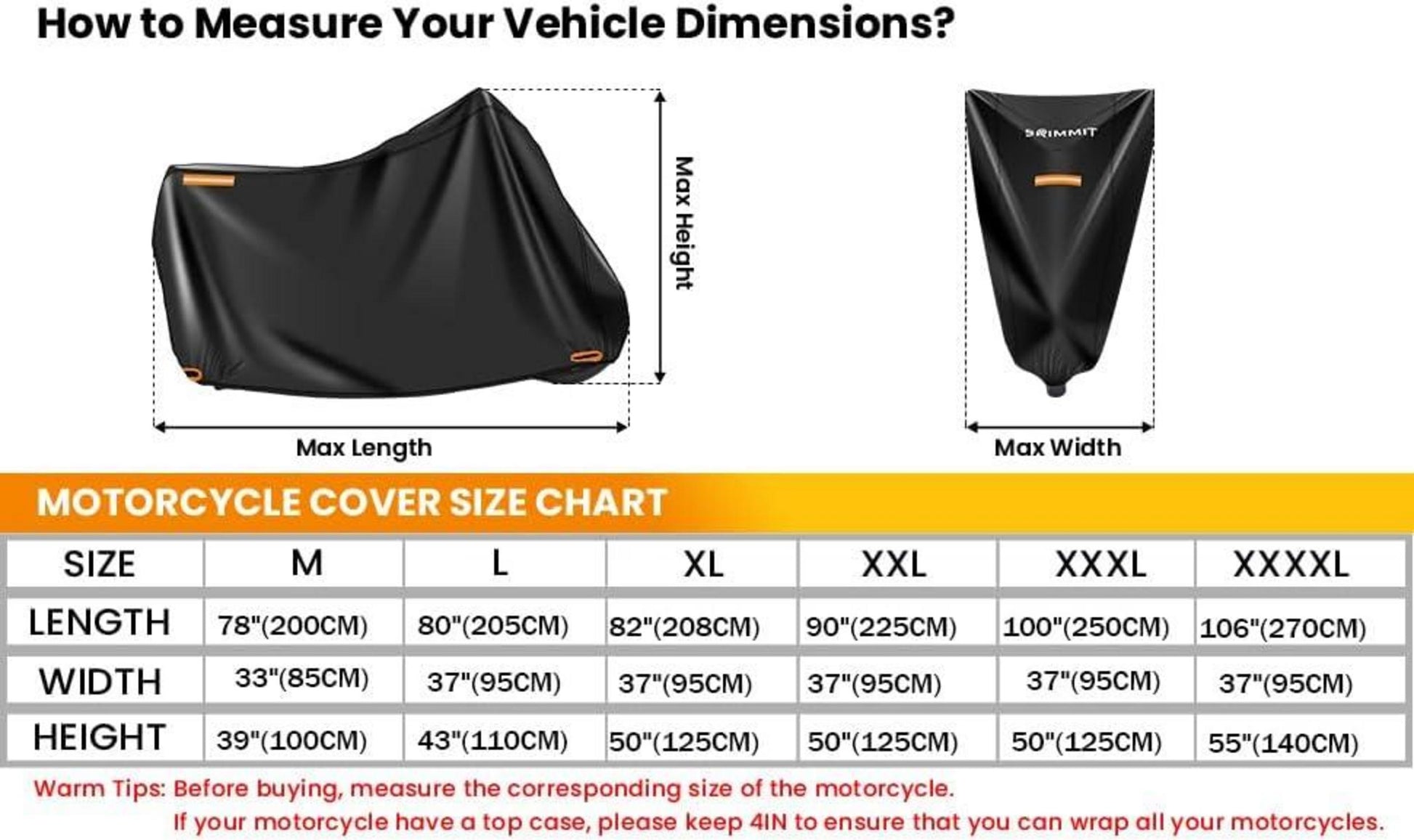 Motorradabdeckung 420D Wasserdicht Outdoor XXXL 250x95x125