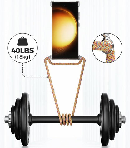 Caslord Handyhülle mit Band für Samsung Galaxy S23 Ultra, Handykette umhängen