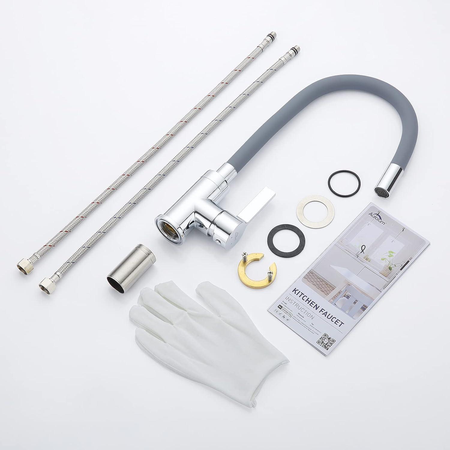 Küchenarmatur Flexibler Silikonschlauch Hochdruck 360° Drehbar Grau