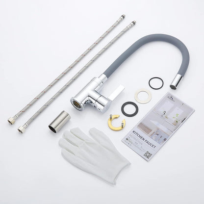 Küchenarmatur Flexibler Silikonschlauch Hochdruck 360° Drehbar Grau