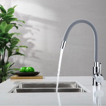 Küchenarmatur Flexibler Silikonschlauch Hochdruck 360° drehbar Grau