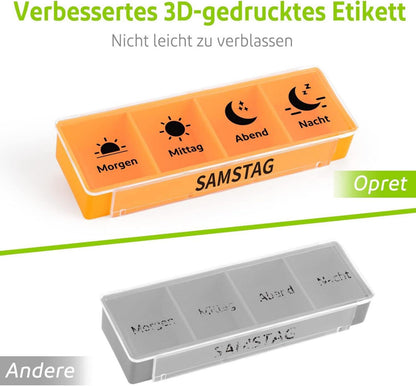 Tablettenbox 7 Tage Pillendose 4 Fächer BPA-frei Organizer